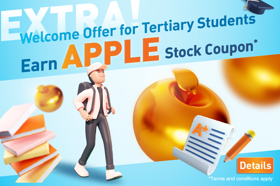 Extra Welcome Offer for Tertiary Students Earn Apple stock coupon*
